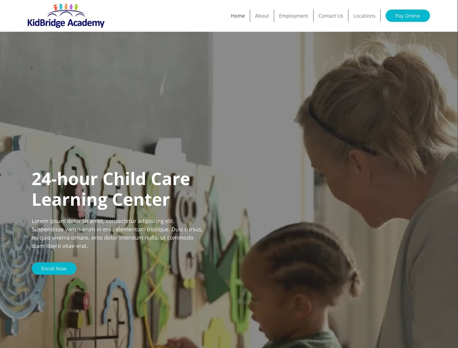 screenshot of we design client kid bridge academy in Brownsville, TX